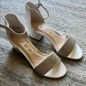 NEW Sugar White and Silver Women's Heeled Sandals 8